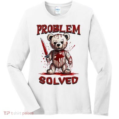 Problem Solved Funny Teddy Bear Halloween Women's Long Sleeve Shirt