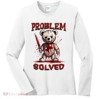 Problem Solved Funny Teddy Bear Halloween Women's Long Sleeve Shirt thumb 0