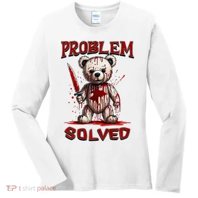 Problem Solved Funny Teddy Bear Halloween Women's Long Sleeve Shirt