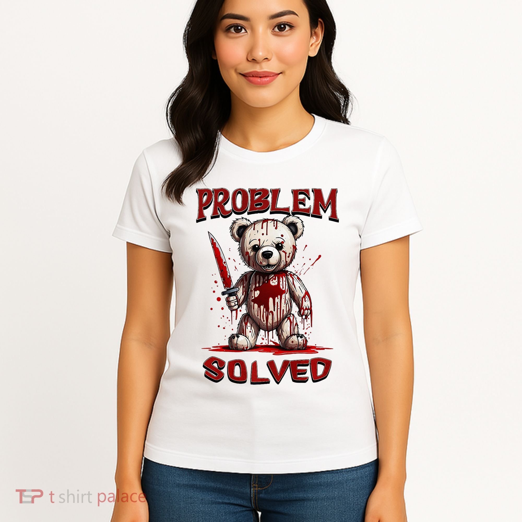 Problem Solved Funny Teddy Bear Halloween Women's T-Shirt