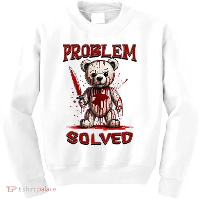 Problem Solved Funny Teddy Bear Halloween Kids Sweatshirt