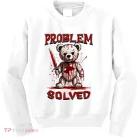 Problem Solved Funny Teddy Bear Halloween Kids Sweatshirt thumb 0