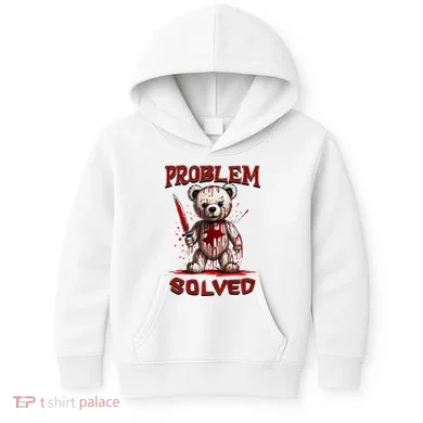 Problem Solved Funny Teddy Bear Halloween Kids Hoodie