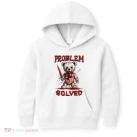 Problem Solved Funny Teddy Bear Halloween Kids Hoodie thumb 0