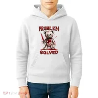 Problem Solved Funny Teddy Bear Halloween Kids Hoodie thumb 4