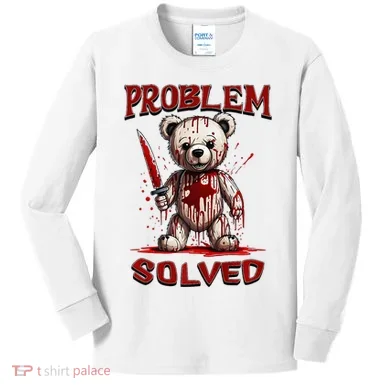 Problem Solved Funny Teddy Bear Halloween Kids Long Sleeve Shirt