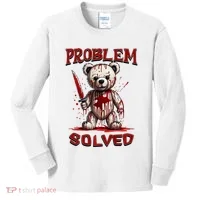 Problem Solved Funny Teddy Bear Halloween Kids Long Sleeve Shirt thumb 0
