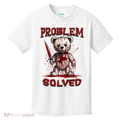 Problem Solved Funny Teddy Bear Halloween Kids T-Shirt