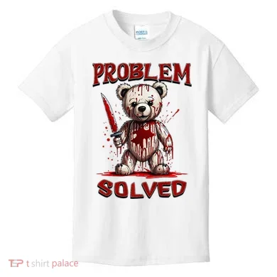 Problem Solved Funny Teddy Bear Halloween Kids T-Shirt
