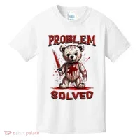 Problem Solved Funny Teddy Bear Halloween Kids T-Shirt thumb 0