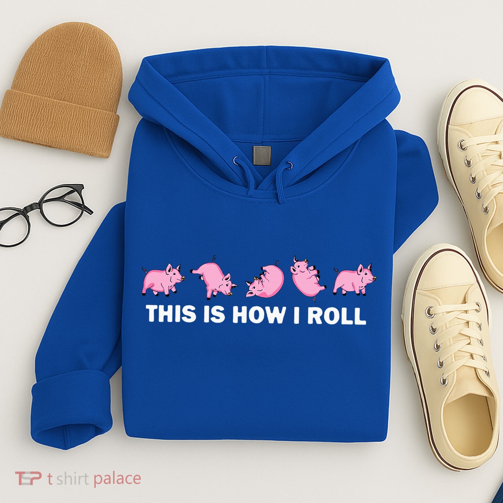 Pig Swine Farm Animal Funny This Is How I Roll Pig Hoodie