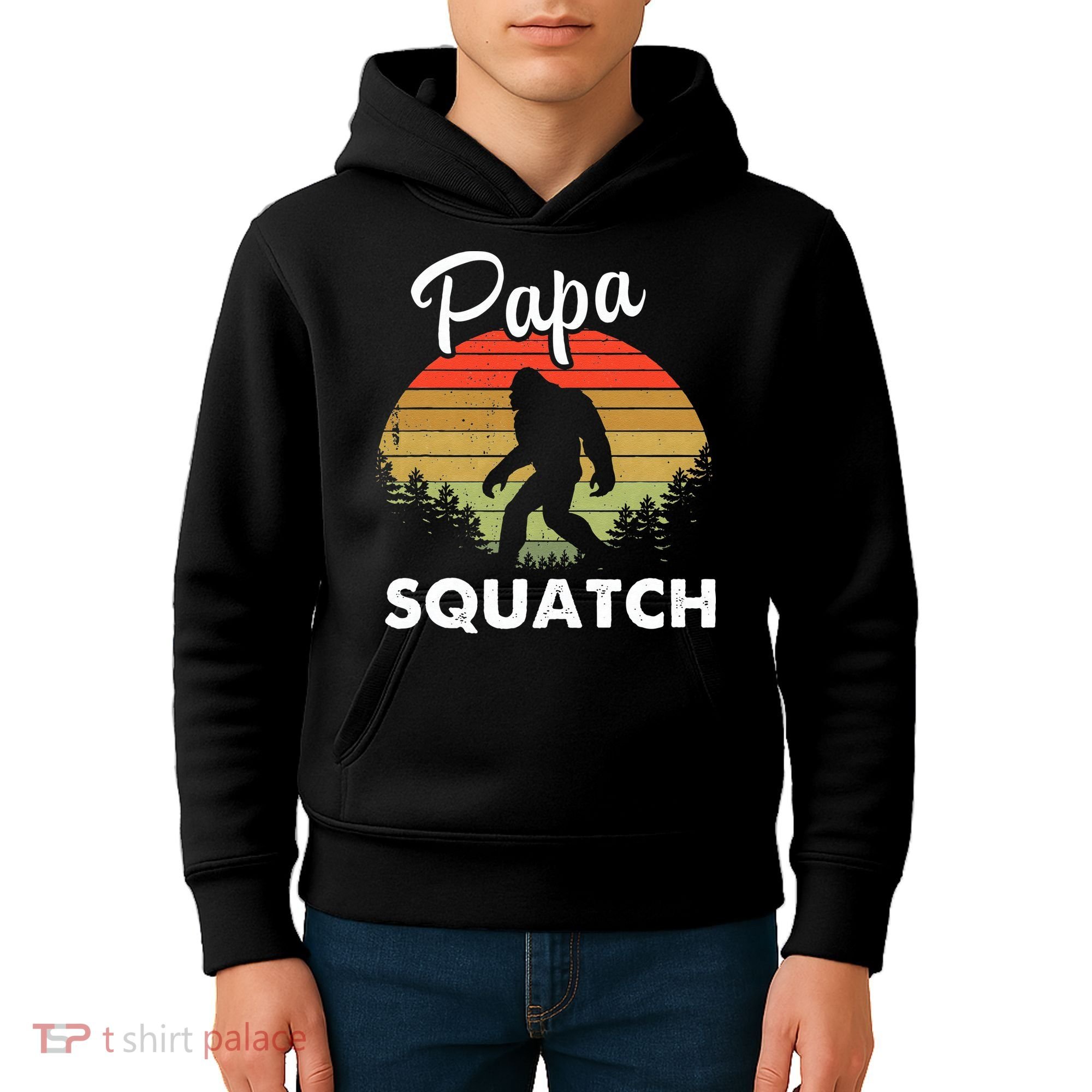 Papa Squatch Funny Bigfoot Camping Hiking Outdoor Father Day Kids Hoodie