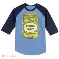 pickle slut funny canned pickles Raglan Baseball Sleeve Shirt thumb 0