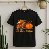 Pumpkin Spice Football Tis The Season Fall Thanksgiving T-Shirt thumb 2