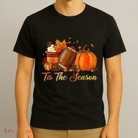Pumpkin Spice Football Tis The Season Fall Thanksgiving T-Shirt thumb 3