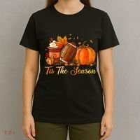 Pumpkin Spice Football Tis The Season Fall Thanksgiving T-Shirt thumb 4
