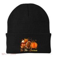 Pumpkin Spice Football Tis The Season Fall Thanksgiving Beanie thumb 0