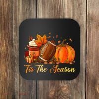 Pumpkin Spice Football Tis The Season Fall Thanksgiving Coaster thumb 0