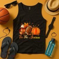 Pumpkin Spice Football Tis The Season Fall Thanksgiving Tank Top thumb 4