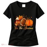 Pumpkin Spice Football Tis The Season Fall Thanksgiving Women's T-Shirt thumb 0