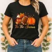 Pumpkin Spice Football Tis The Season Fall Thanksgiving Women's T-Shirt thumb 2