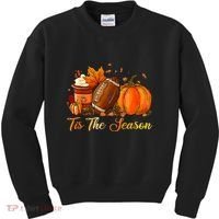 Pumpkin Spice Football Tis The Season Fall Thanksgiving Kids Sweatshirt thumb 0