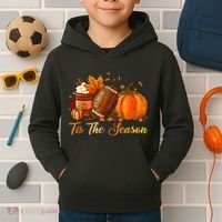Pumpkin Spice Football Tis The Season Fall Thanksgiving Kids Hoodie thumb 2