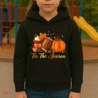 Pumpkin Spice Football Tis The Season Fall Thanksgiving Kids Hoodie thumb 3