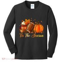 Pumpkin Spice Football Tis The Season Fall Thanksgiving Kids Long Sleeve Shirt thumb 0