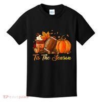 Pumpkin Spice Football Tis The Season Fall Thanksgiving Kids T-Shirt thumb 0