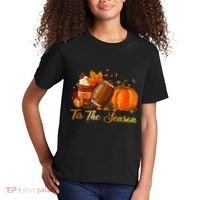Pumpkin Spice Football Tis The Season Fall Thanksgiving Kids T-Shirt thumb 2