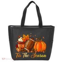 Pumpkin Spice Football Tis The Season Fall Thanksgiving Tote Bag thumb 0