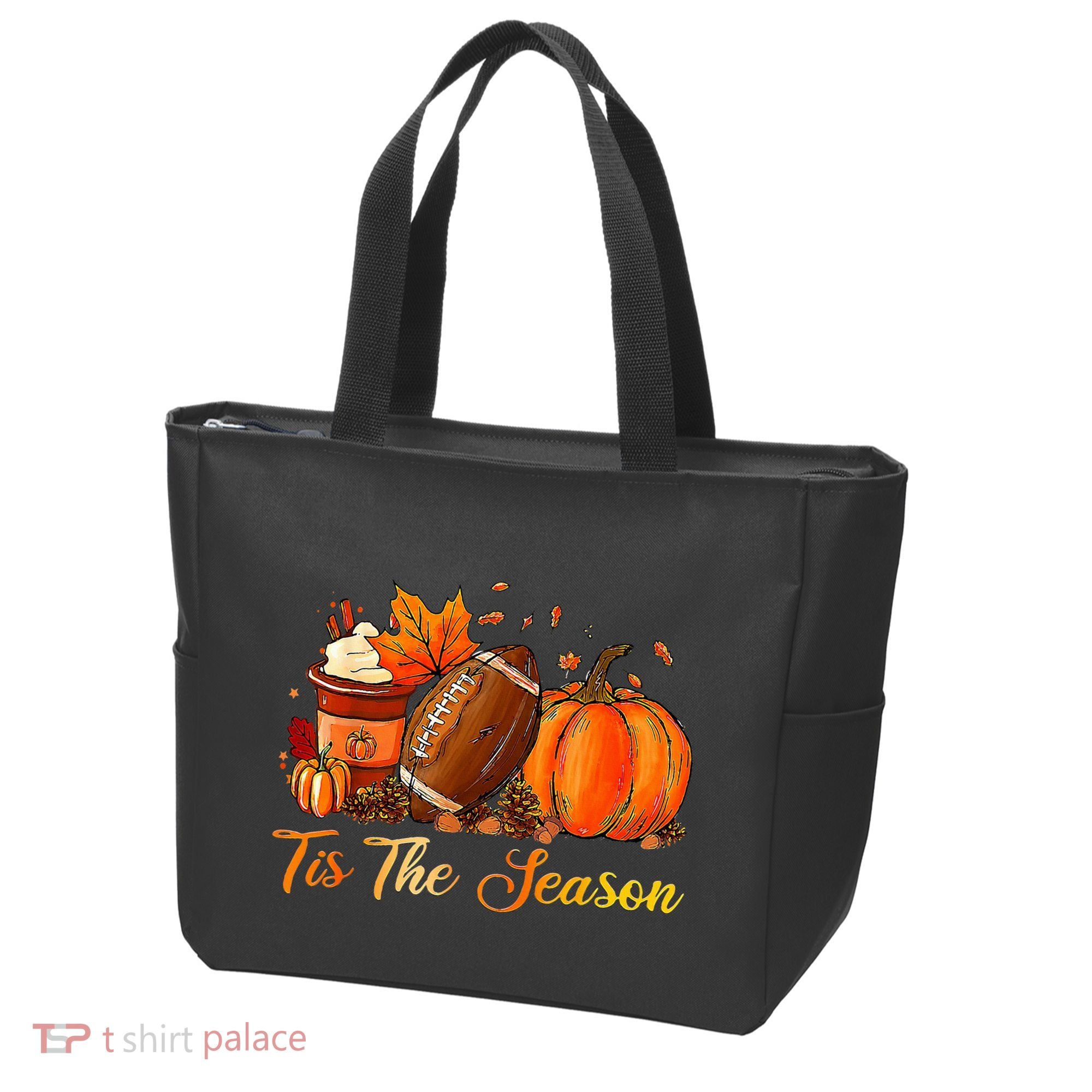 Pumpkin Spice Football Tis The Season Fall Thanksgiving Tote Bag