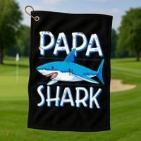 Papa Shark Family Matching Dad Daddy Jawsome Golf Towel thumb 1