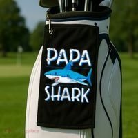 Papa Shark Family Matching Dad Daddy Jawsome Golf Towel thumb 2