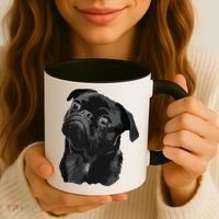 Pug Shirts For Dog Mom Dad Funny Cute Black Pug Coffee Mug thumb 3