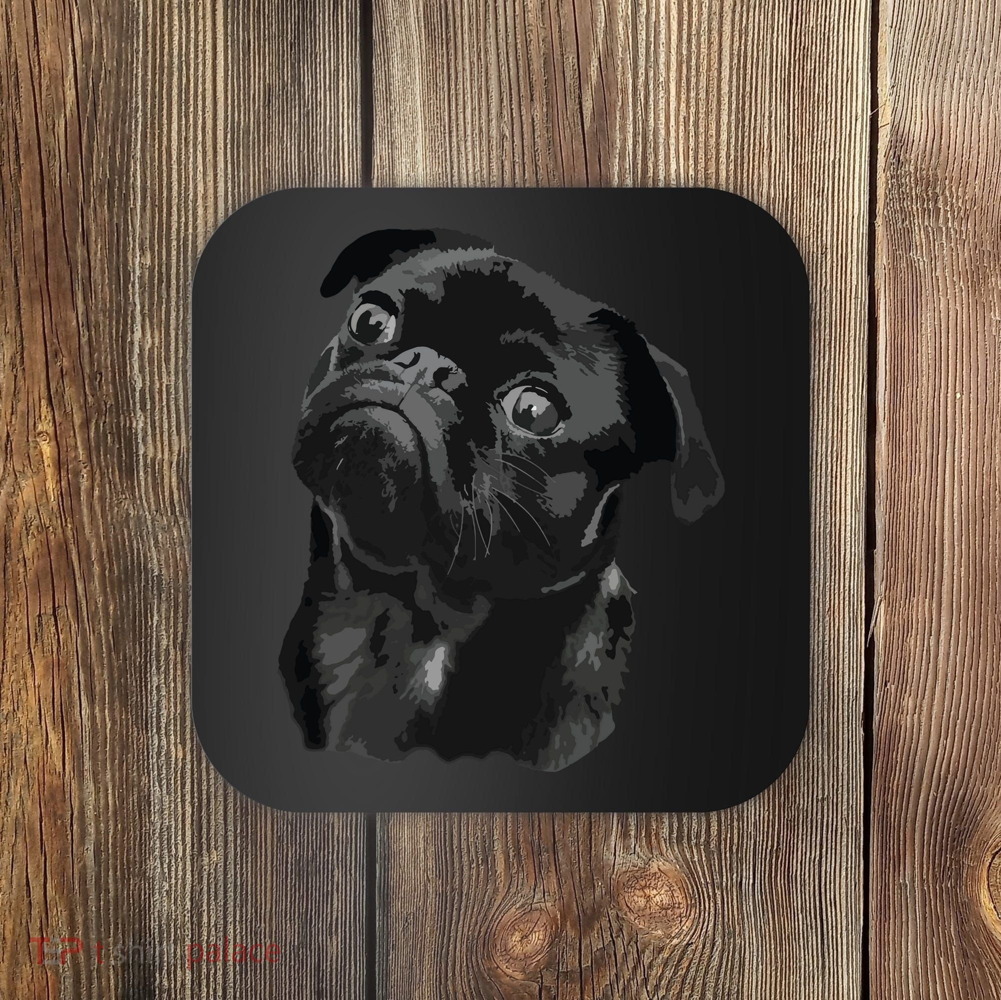 Pug Shirts For Dog Mom Dad Funny Cute Black Pug Coaster