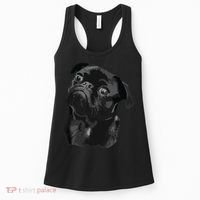 Pug Shirts For Dog Mom Dad Funny Cute Black Pug Women's Tank Top thumb 0