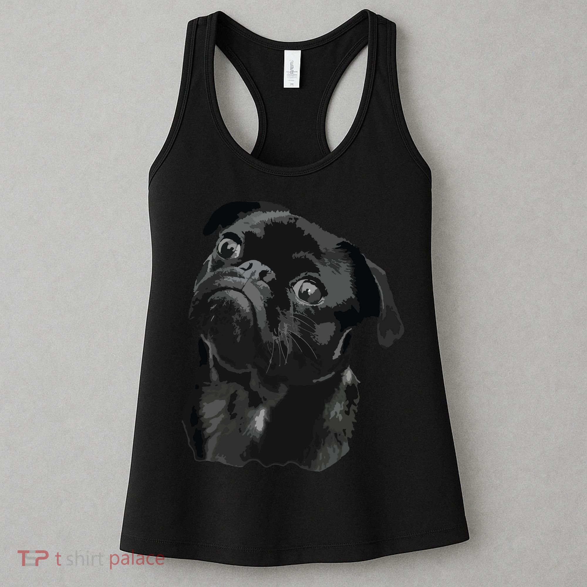 Pug Shirts For Dog Mom Dad Funny Cute Black Pug Women's Tank Top