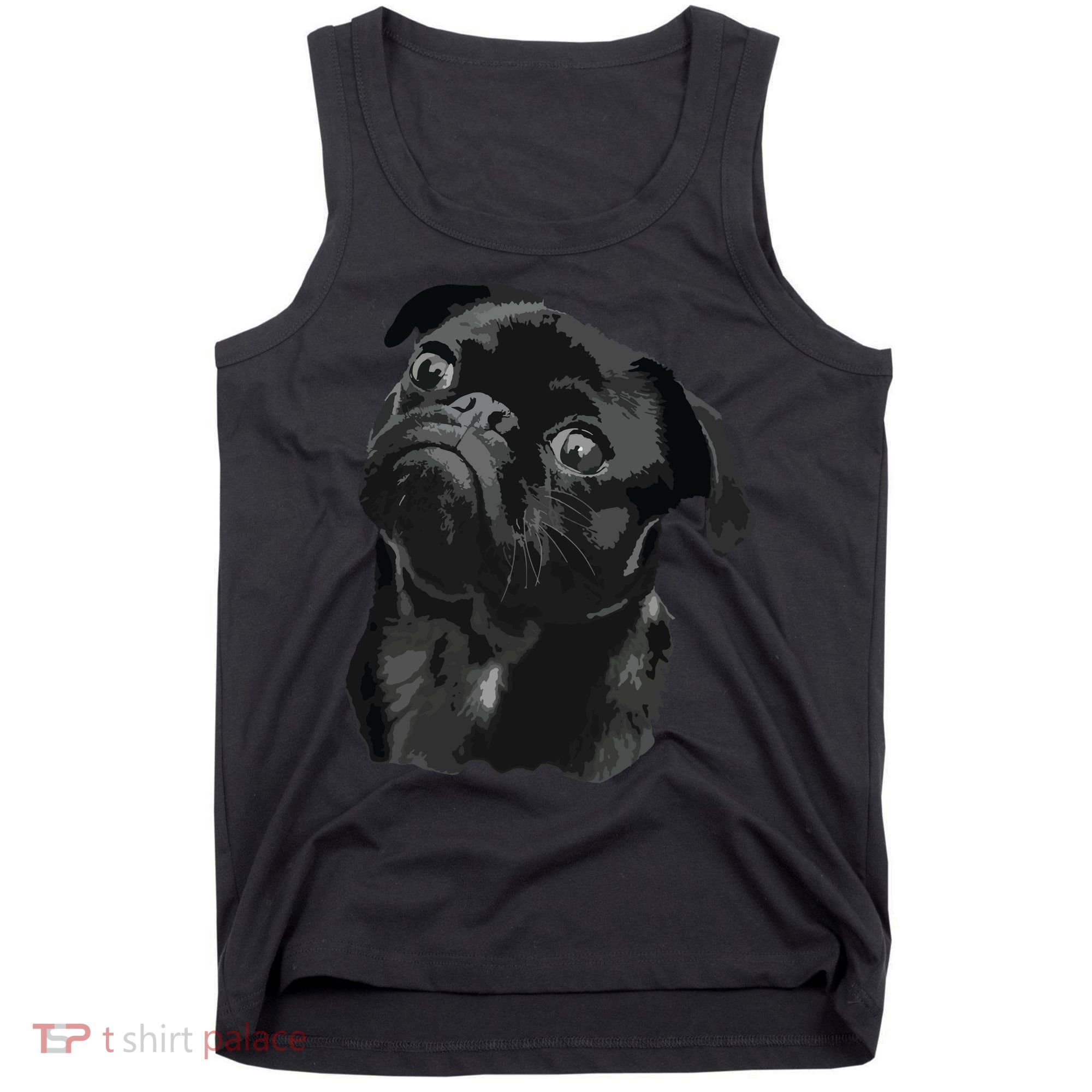 Pug Shirts For Dog Mom Dad Funny Cute Black Pug Tank Top