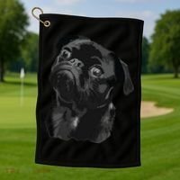 Pug Shirts For Dog Mom Dad Funny Cute Black Pug Golf Towel thumb 1