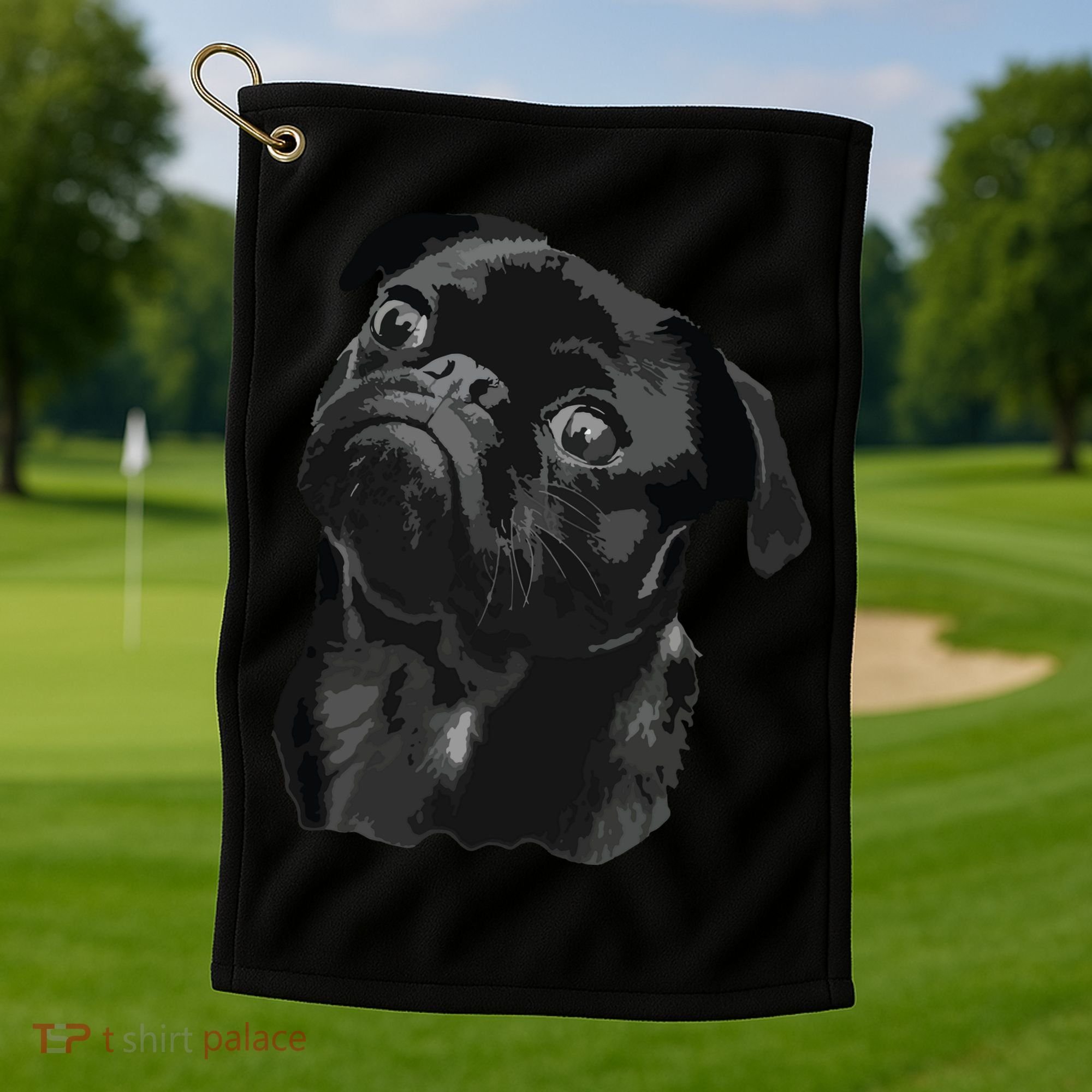 Pug Shirts For Dog Mom Dad Funny Cute Black Pug Golf Towel