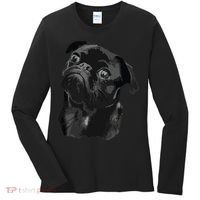 Pug Shirts For Dog Mom Dad Funny Cute Black Pug Women's Long Sleeve Shirt thumb 0