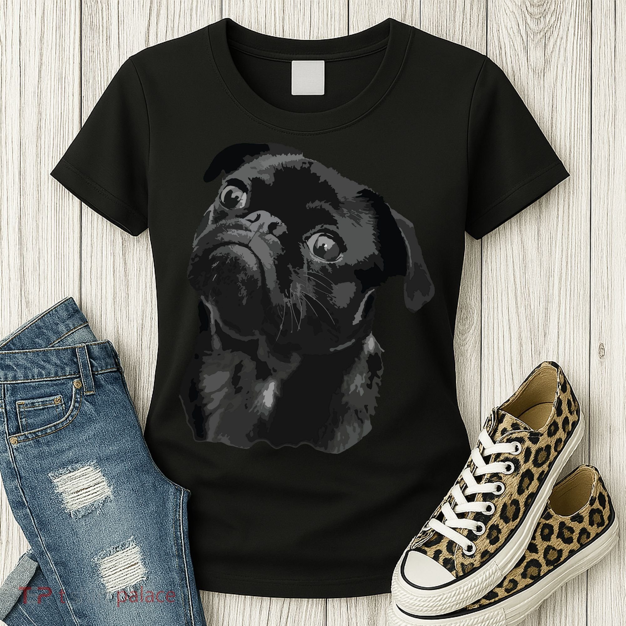 Pug Shirts For Dog Mom Dad Funny Cute Black Pug Women's T-Shirt