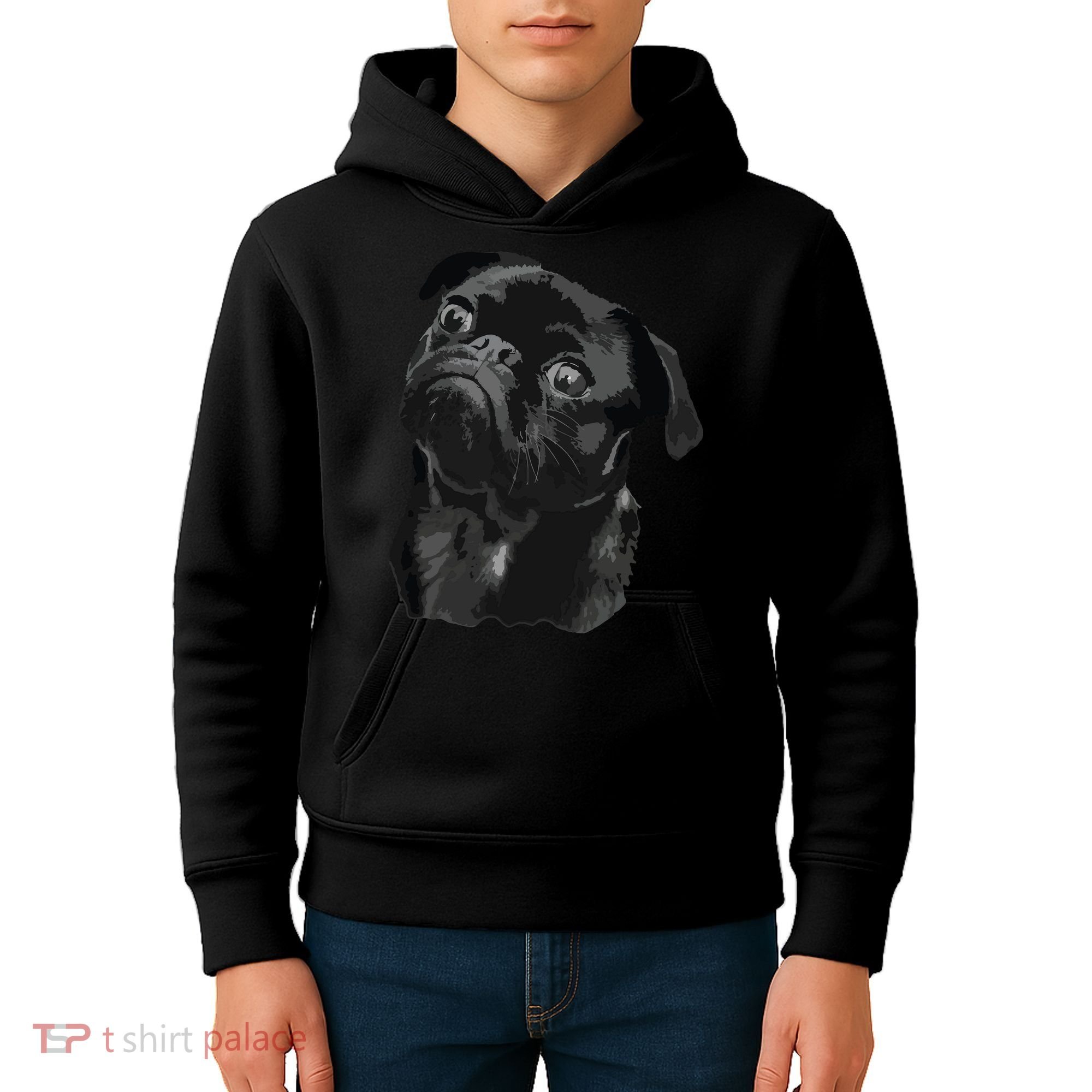Pug Shirts For Dog Mom Dad Funny Cute Black Pug Kids Hoodie