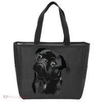 Pug Shirts For Dog Mom Dad Funny Cute Black Pug Tote Bag thumb 0