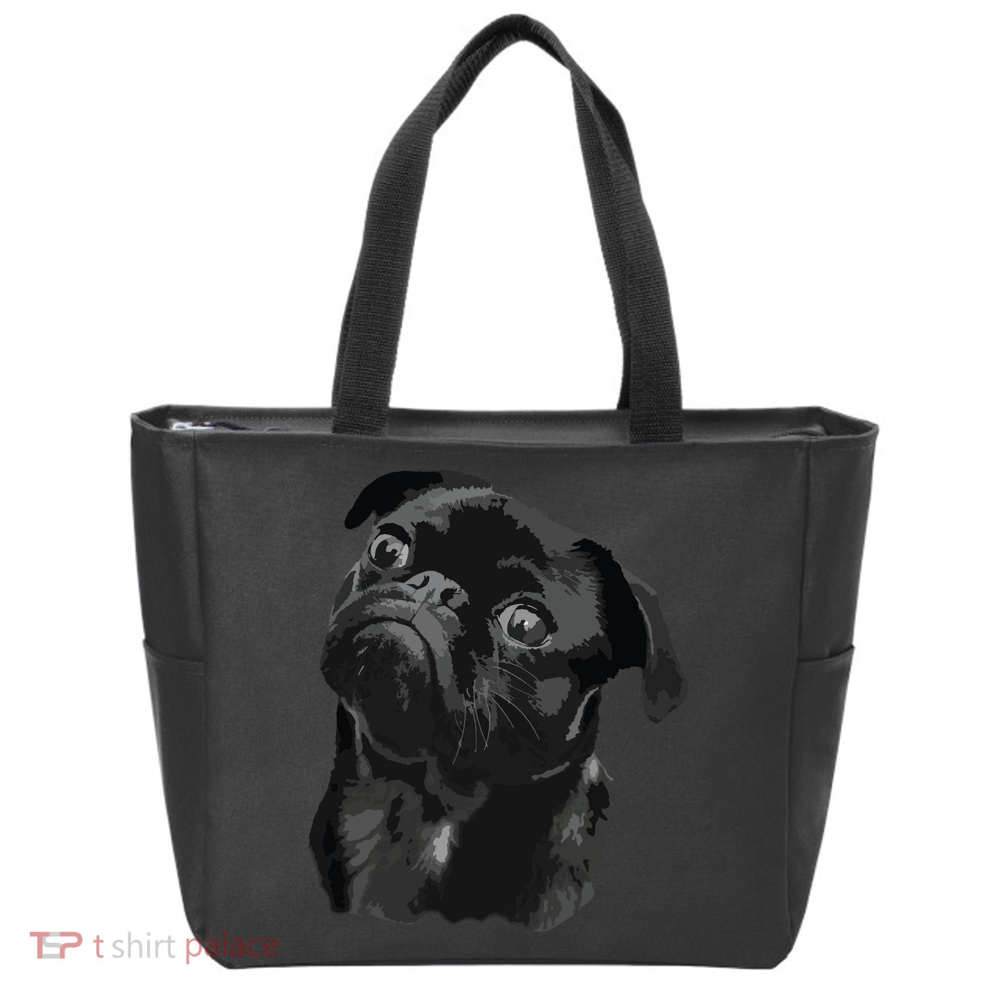 Pug Shirts For Dog Mom Dad Funny Cute Black Pug Tote Bag