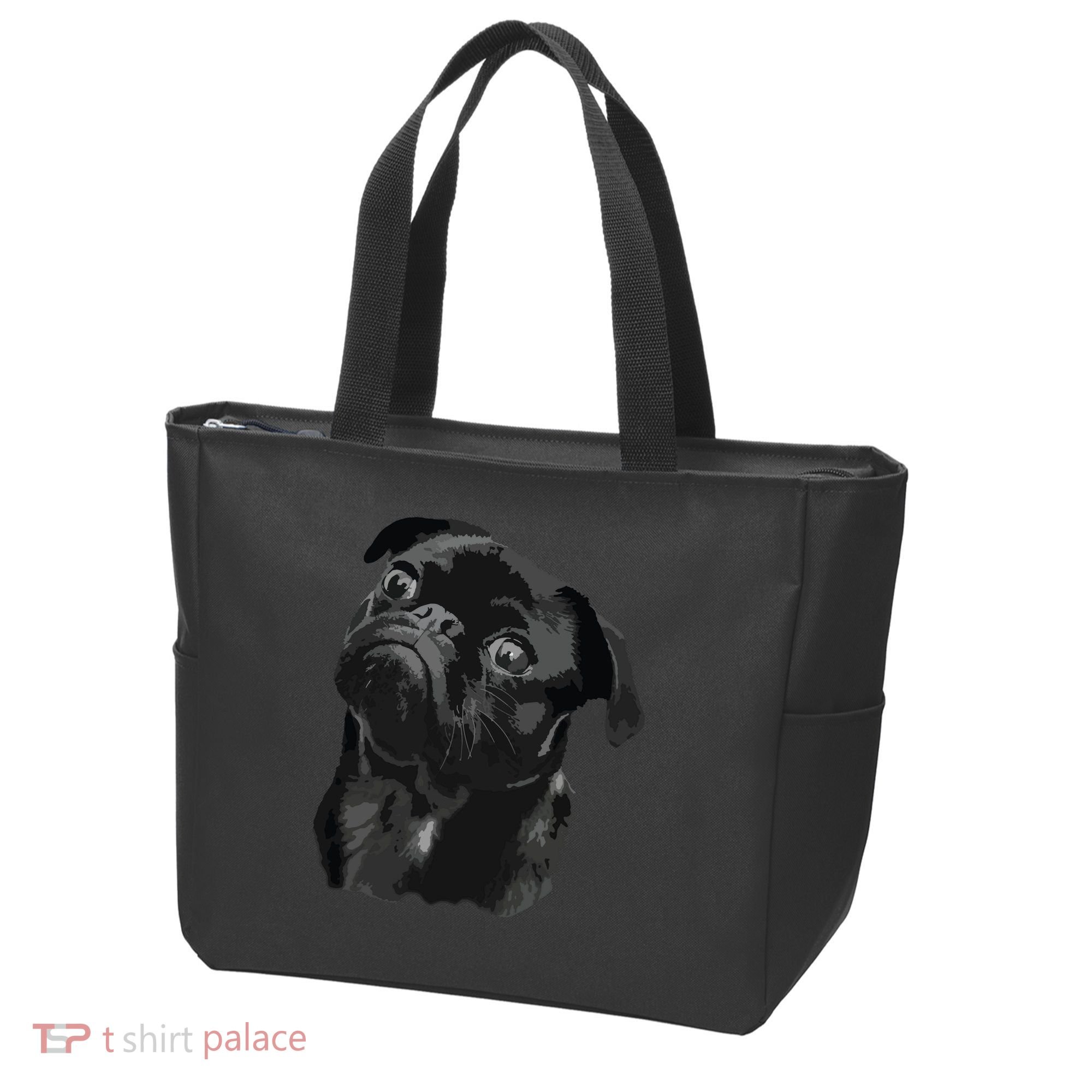 Pug Shirts For Dog Mom Dad Funny Cute Black Pug Tote Bag