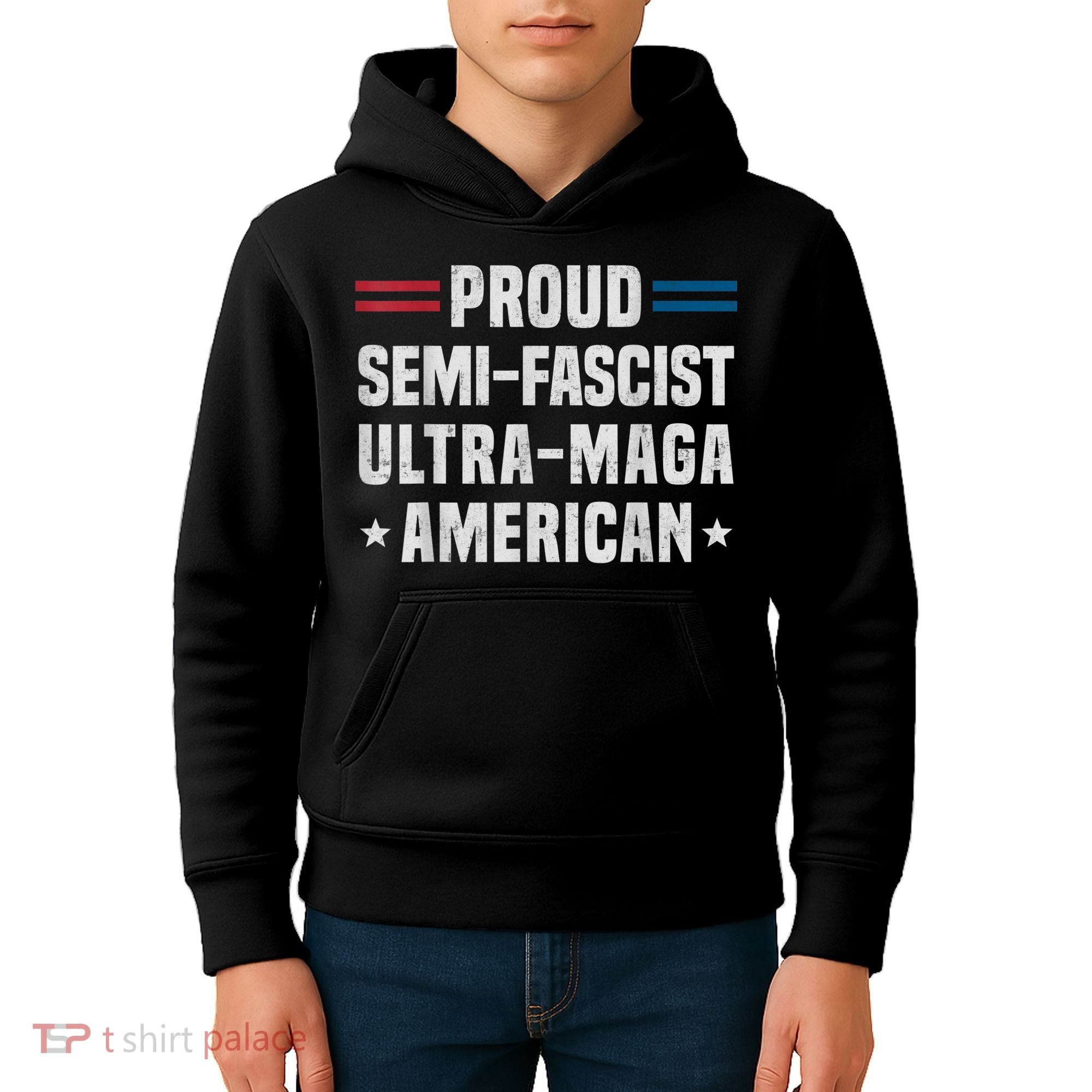Proud Semi Fascist Ultra Maga American Funny Patriotic Kids Hoodie