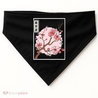 Pink Sakura Flowers japanese cherry blossom USA-Made Doggie Bandana thumb 0